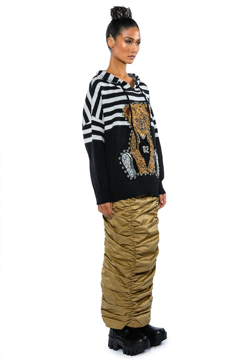 TEDDY HOODED STRIPED SWEATER