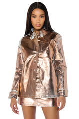 TELEPORT FOIL EFFECT DENIM BUTTON DOWN