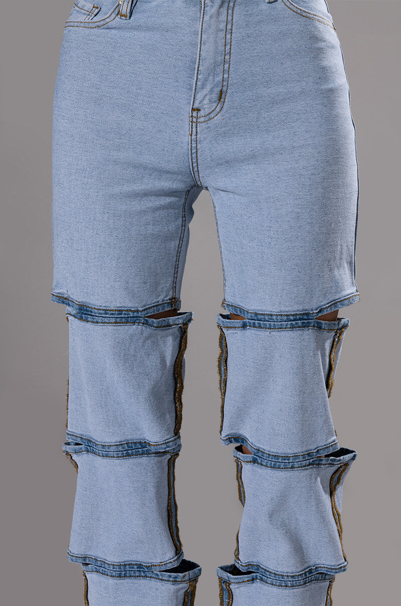 TEMPTATION HIGH RISE LAYERED WIDE LEG JEAN