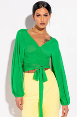 SERENA LONG SLEEVE TIE FRONT TOP