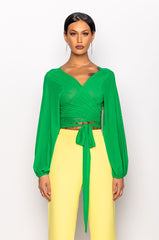 SERENA LONG SLEEVE TIE FRONT TOP