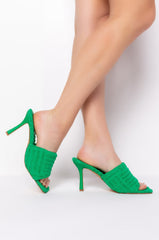 TERRY CLOTH STILETTO MULE IN GREEN