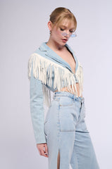 TEXAS RODEO WEEK FRINGE DENIM JACKET