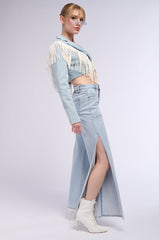 TEXAS RODEO WEEK FRINGE DENIM JACKET