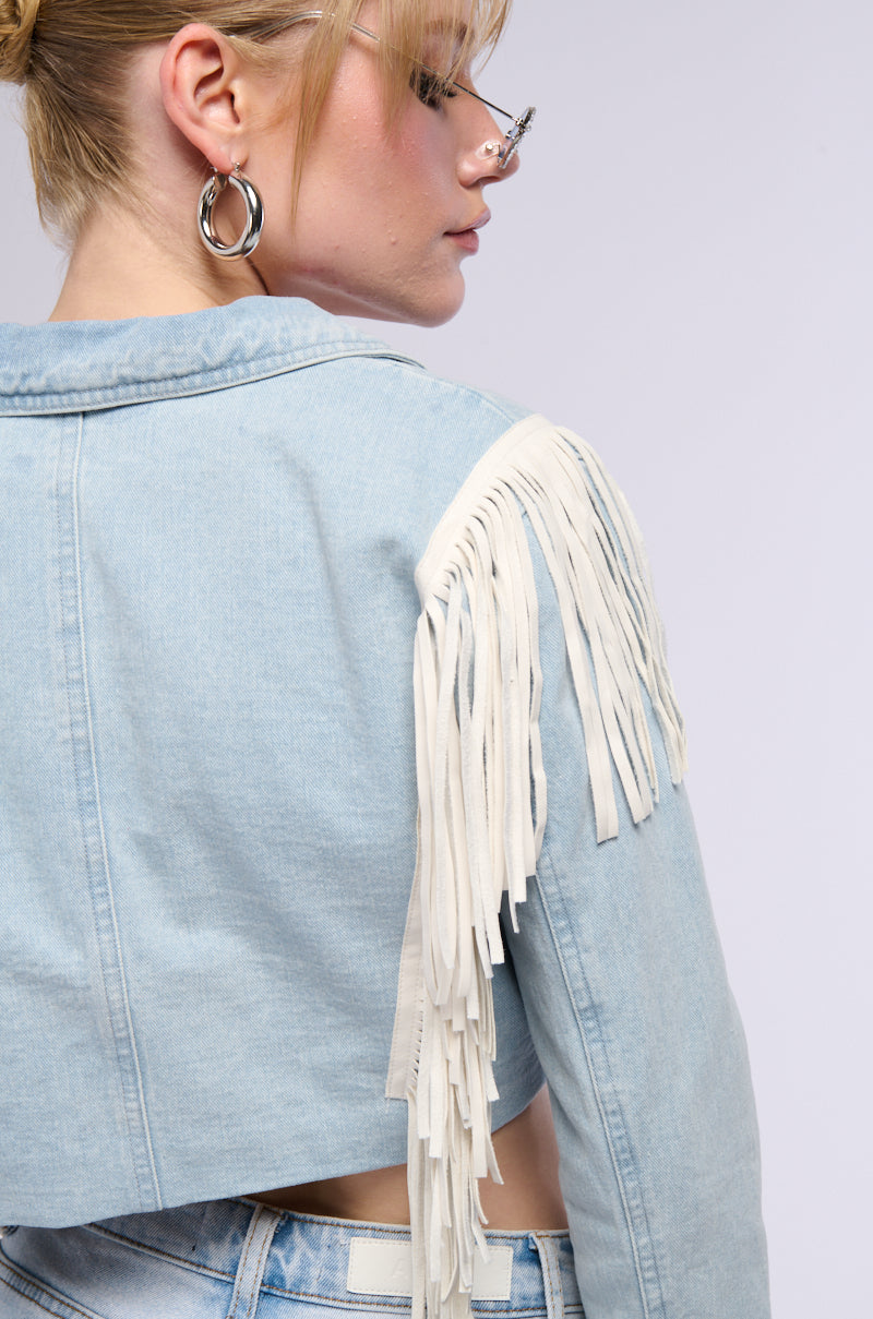 TEXAS RODEO WEEK FRINGE DENIM JACKET