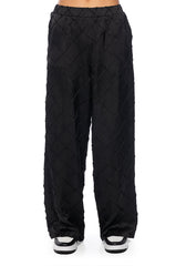 TEXTURED SATIN WIDE LEG TROUSER IN BLACK
