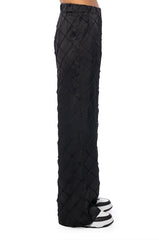 TEXTURED SATIN WIDE LEG TROUSER IN BLACK