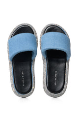THALIA DENIM EMBELLISHED FLAT SANDAL