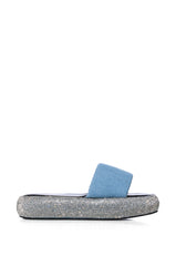 THALIA DENIM EMBELLISHED FLAT SANDAL