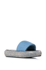 THALIA DENIM EMBELLISHED FLAT SANDAL