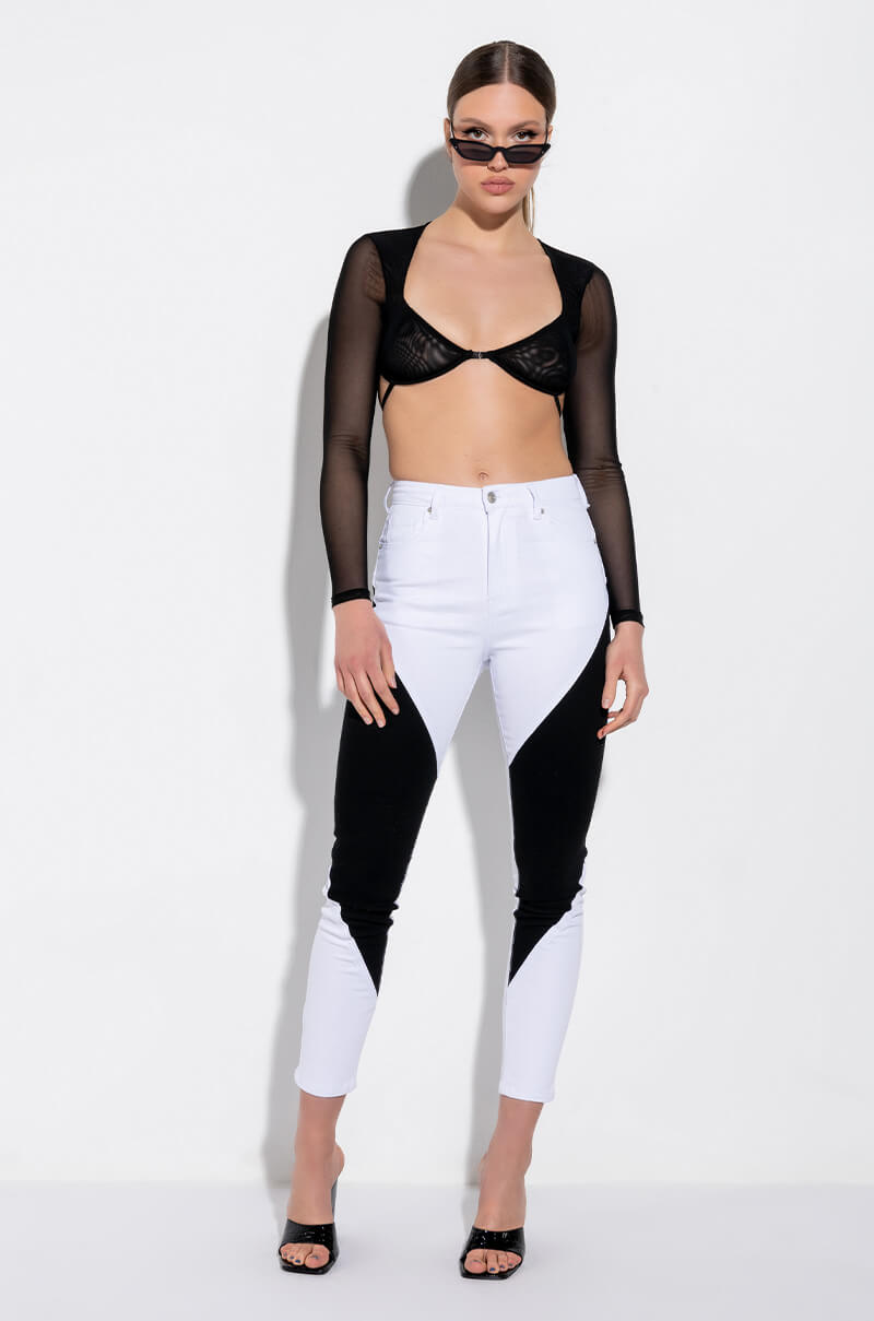 MAYA LONG SLEEVE BRALETTE MESH TOP