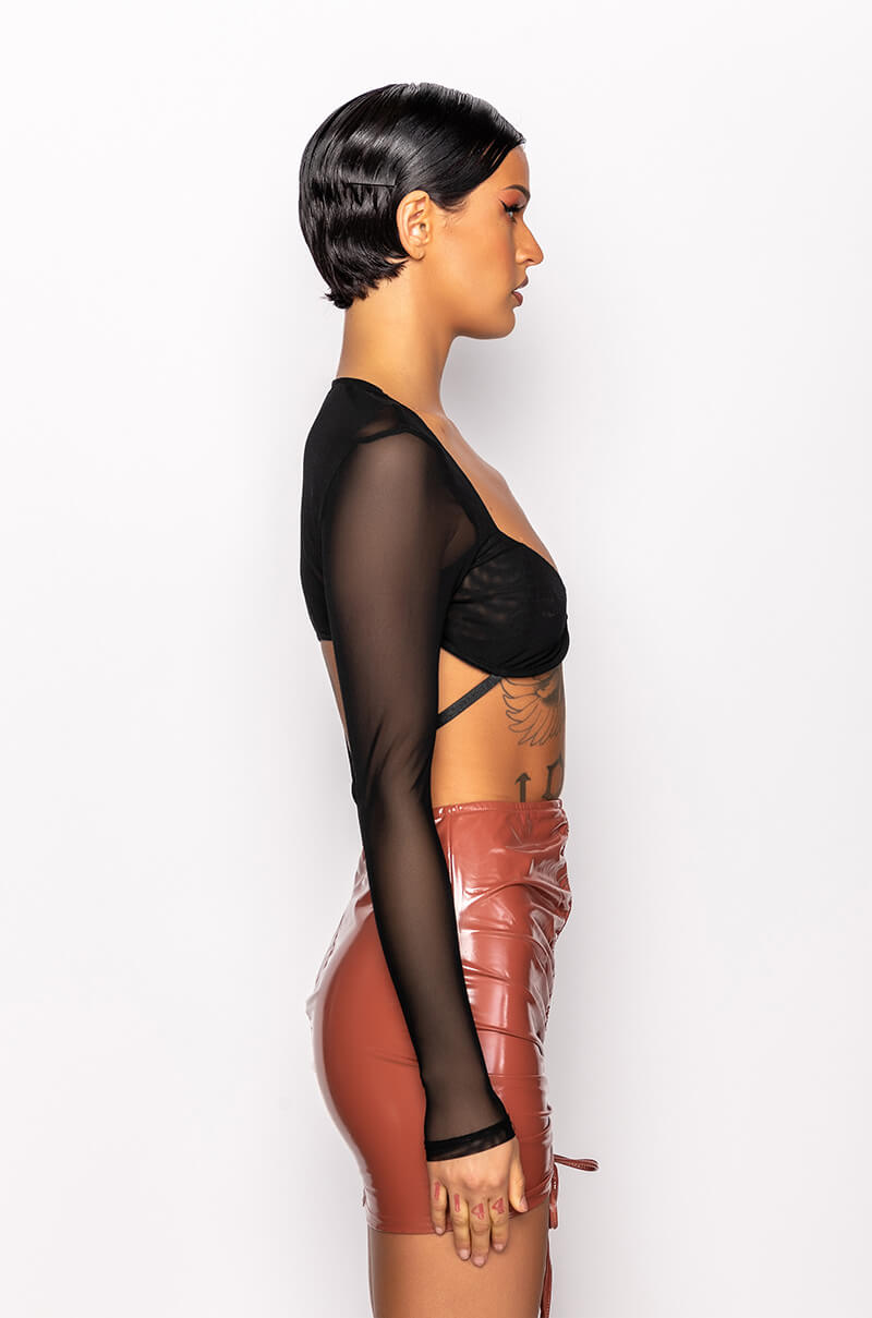 MAYA LONG SLEEVE BRALETTE MESH TOP