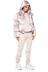 PINK METALLIC PUFFER JACKET