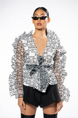 THAT NEW NEWS RUFFLE LONG SLEEVE BLOUSE