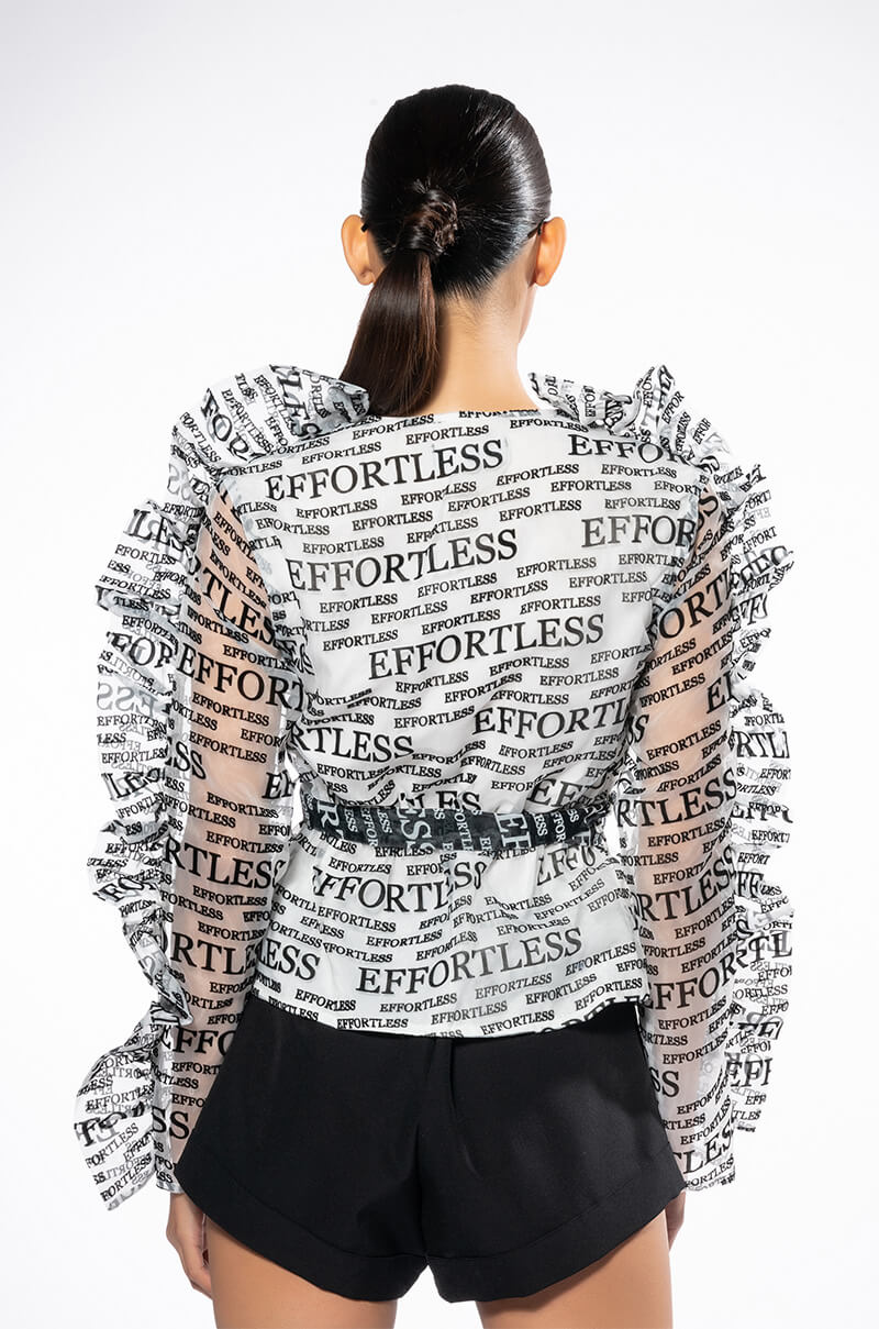 THAT NEW NEWS RUFFLE LONG SLEEVE BLOUSE