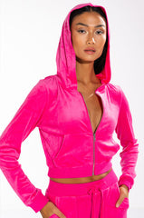 THATS HOT VELVET ZIP UP HOODIE