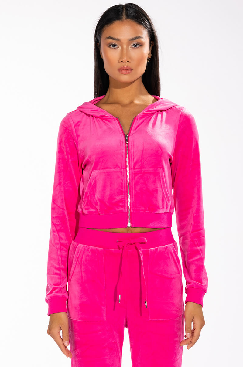 THATS HOT VELVET ZIP UP HOODIE