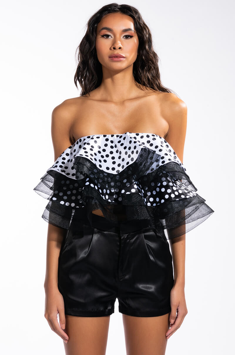 SOPHIE SATIN RUFFLE TUBE BLOUSE