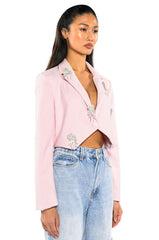 CROP PASTEL BLAZER WITH HEART PINS