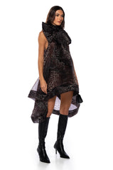 THE CATS MEOW PRINTED BOW MINI DRESS