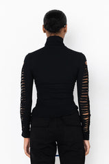 THE CUTOUTS RIB TURTLENECK TOP