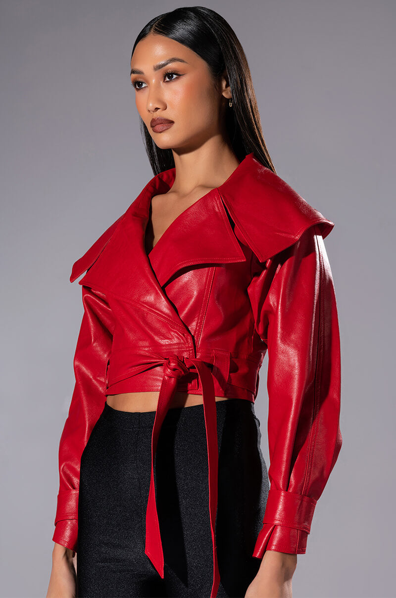 THE DRAMA HIGH COLLAR CROP MOTO