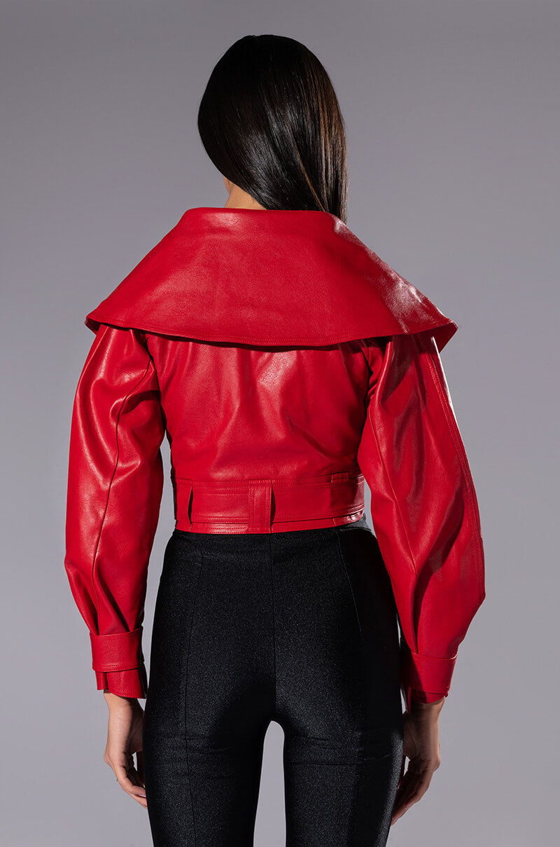 THE DRAMA HIGH COLLAR CROP MOTO