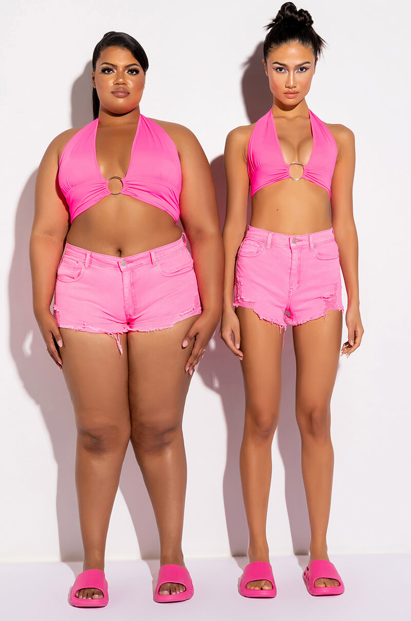 THE HILLS HIGH RISE DISTRESSED JEAN SHORTS