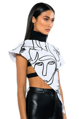 THE CROWD FRENCH TERRY ASYMMETRICAL TOP