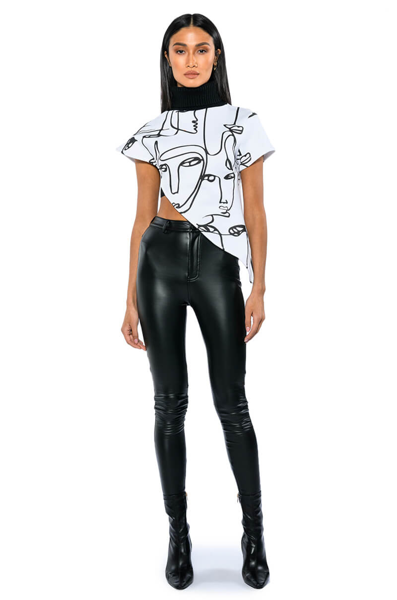 THE CROWD FRENCH TERRY ASYMMETRICAL TOP