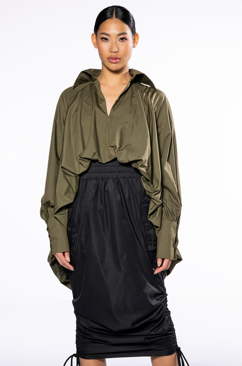 THE MUST HAVE BUBBLE POPLIN BLOUSE