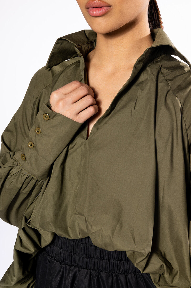 THE MUST HAVE BUBBLE POPLIN BLOUSE