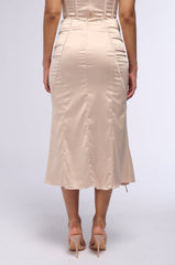 THE REAL HER SATIN MIDI SKIRT