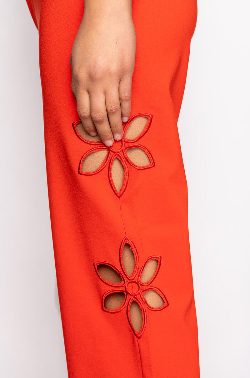 THERE GOES THE ALARM HIGH WAISTED CUTOUT STRAIGHT LEG TROUSERS