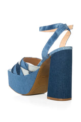THRILLED CHUNKY PLATFORM SANDAL IN DENIM