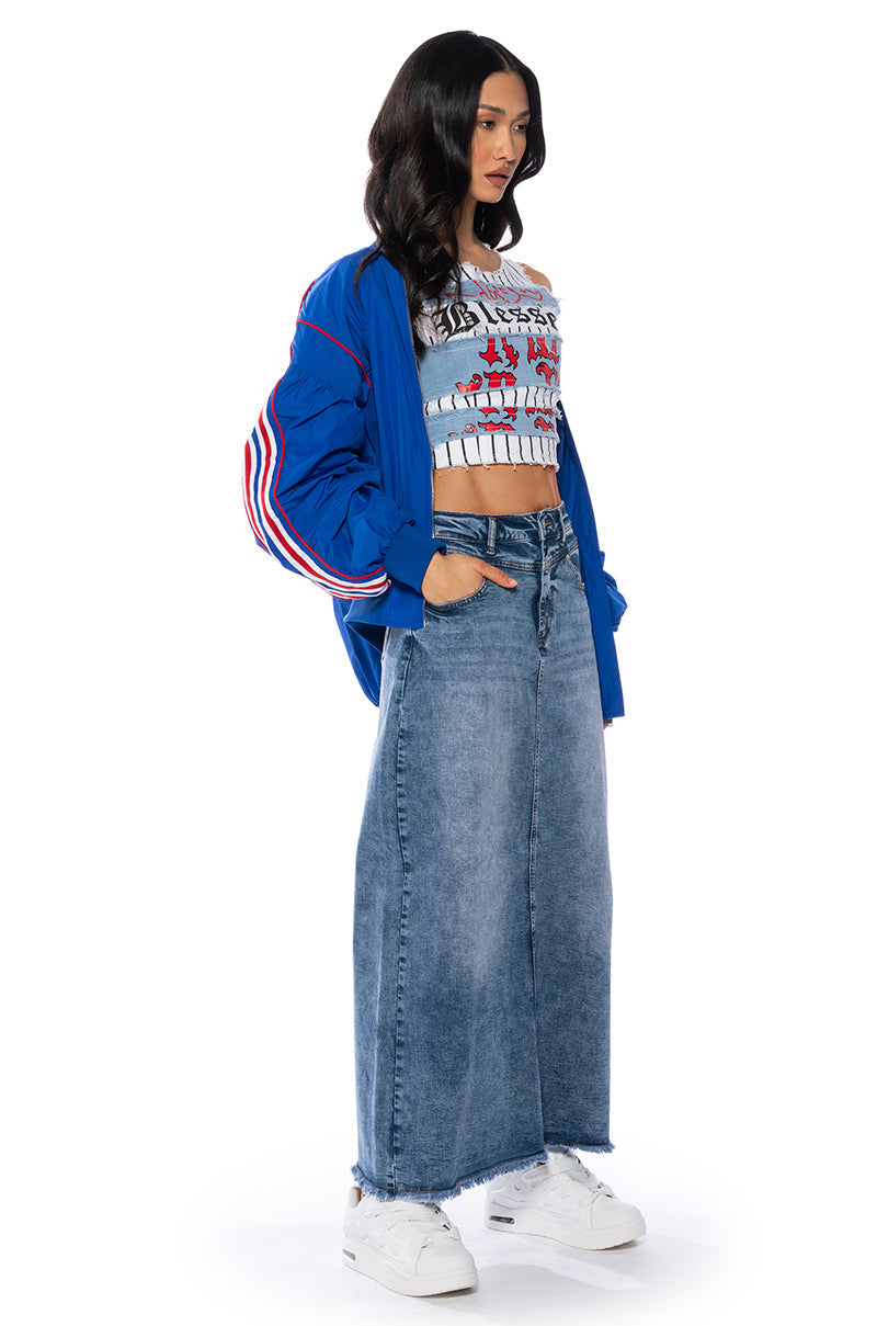 THROWBACK DENIM MAXI SKIRT