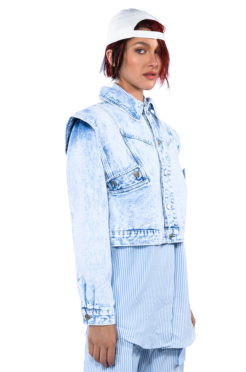 TIME AFTER TIME SHARP SHOULDER DENIM JACKET