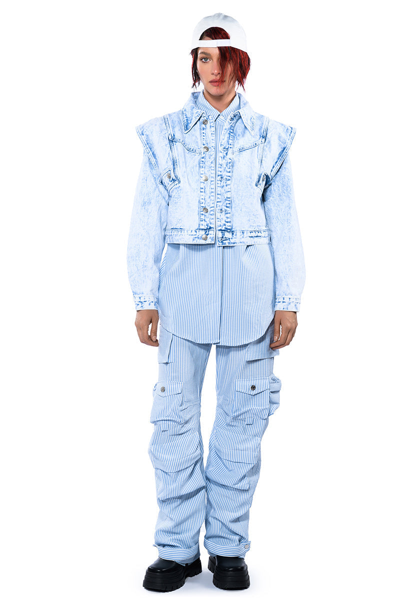 TIME AFTER TIME SHARP SHOULDER DENIM JACKET