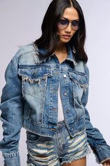 TIME OF THE SEASON DISTRESSED DENIM JACKET