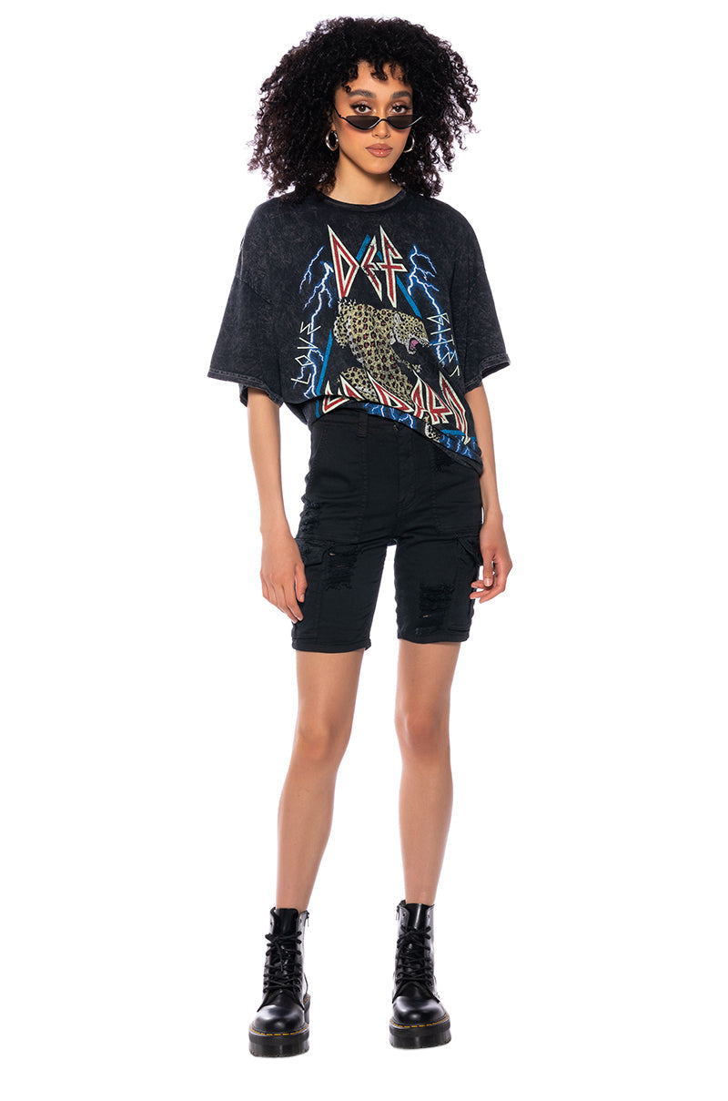 TIME TO ROCK CARGO HIGH WAISTED SHORTS