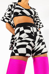 WAVY CHECKERED COZY SHORTS
