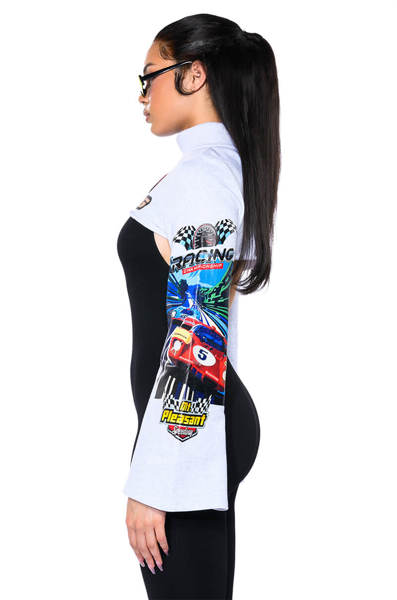 TO THE RACES ULTRA CROP TURTLENECK SWEATSHIRT