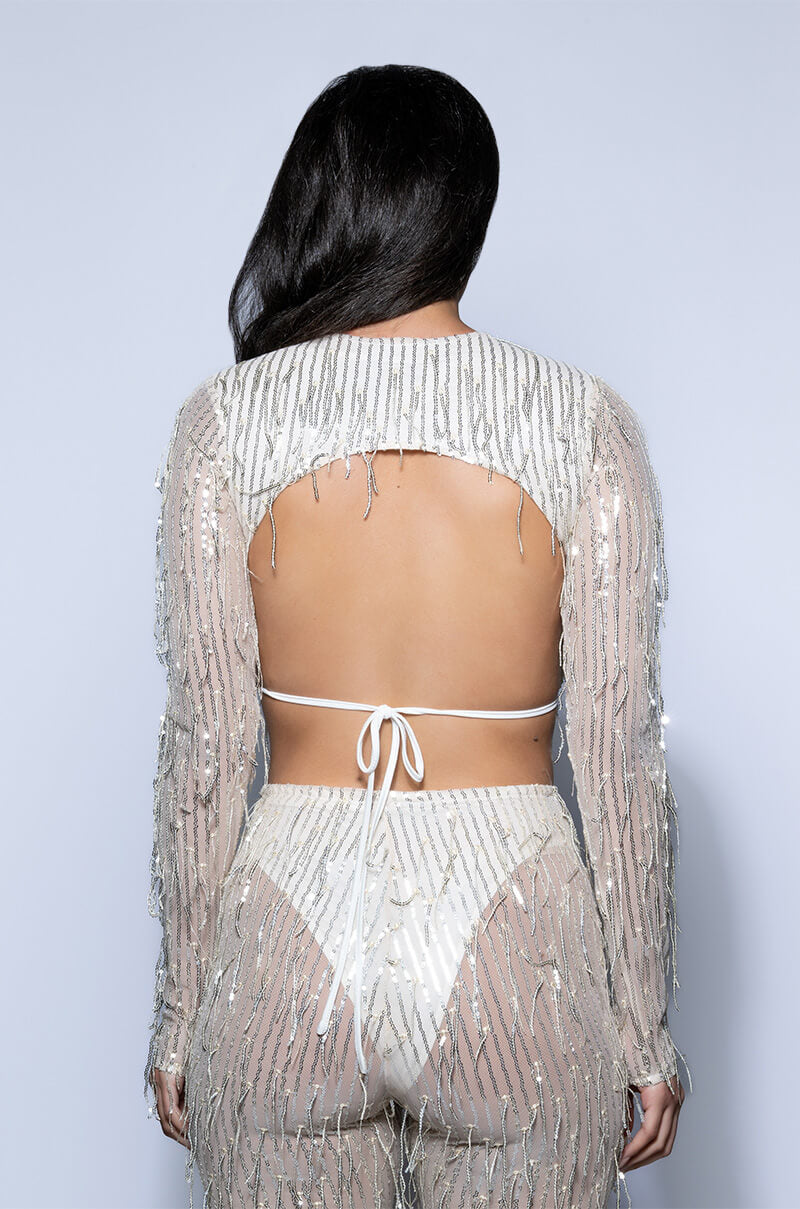 TONIGHT IS THE NIGHT SEQUIN LONG SLEEVE TOP