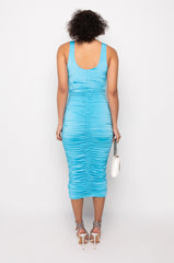 TOO PRETTY FOR YA MIDI RUCHED DRESS