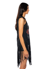 TOP SPEED SLEEVELESS FRINGE GRAPHIC TEE