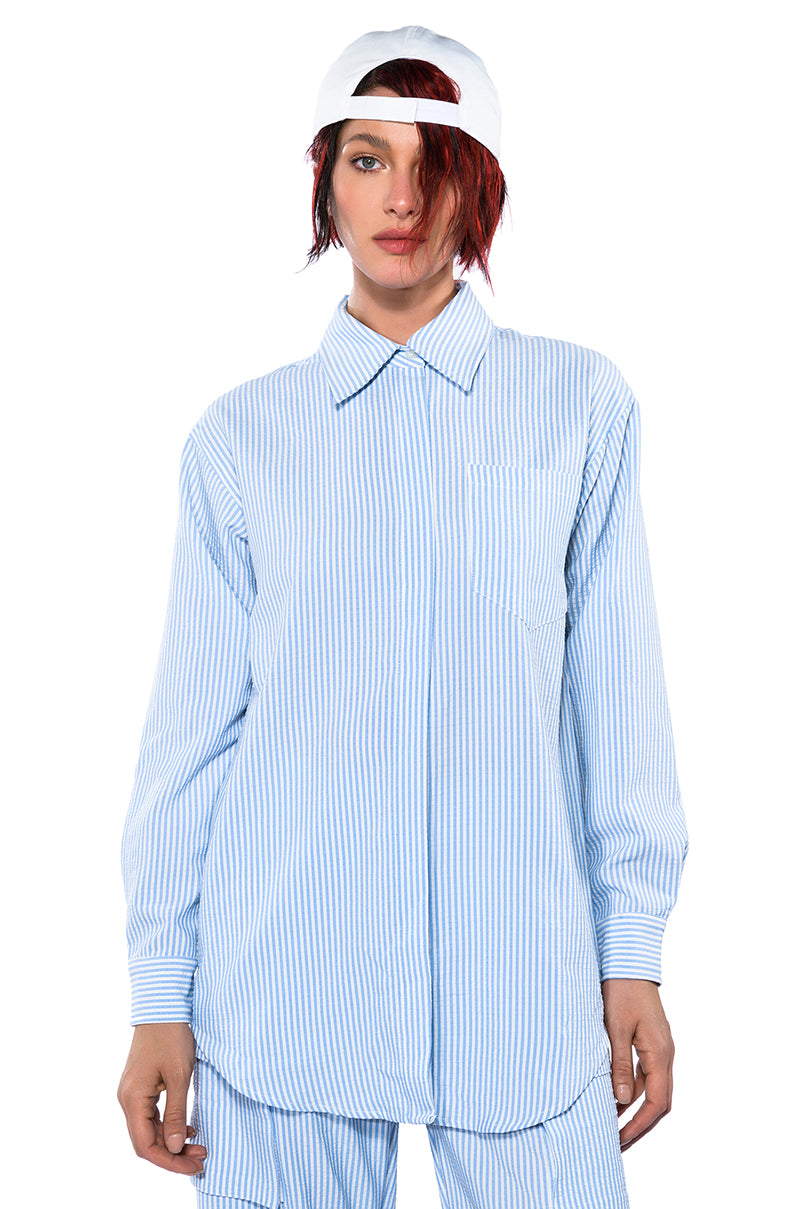 TOTO SEERSUCKER BUTTON DOWN SHIRT