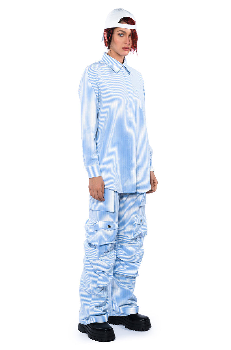 TOTO SEERSUCKER BUTTON DOWN SHIRT