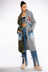 TOWSON HALF PLAID HALF CAMO TRENCH