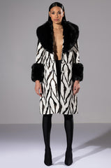 TRES ZEBRA FAUX FUR COAT
