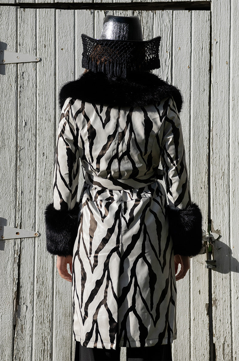 TRES ZEBRA FAUX FUR COAT